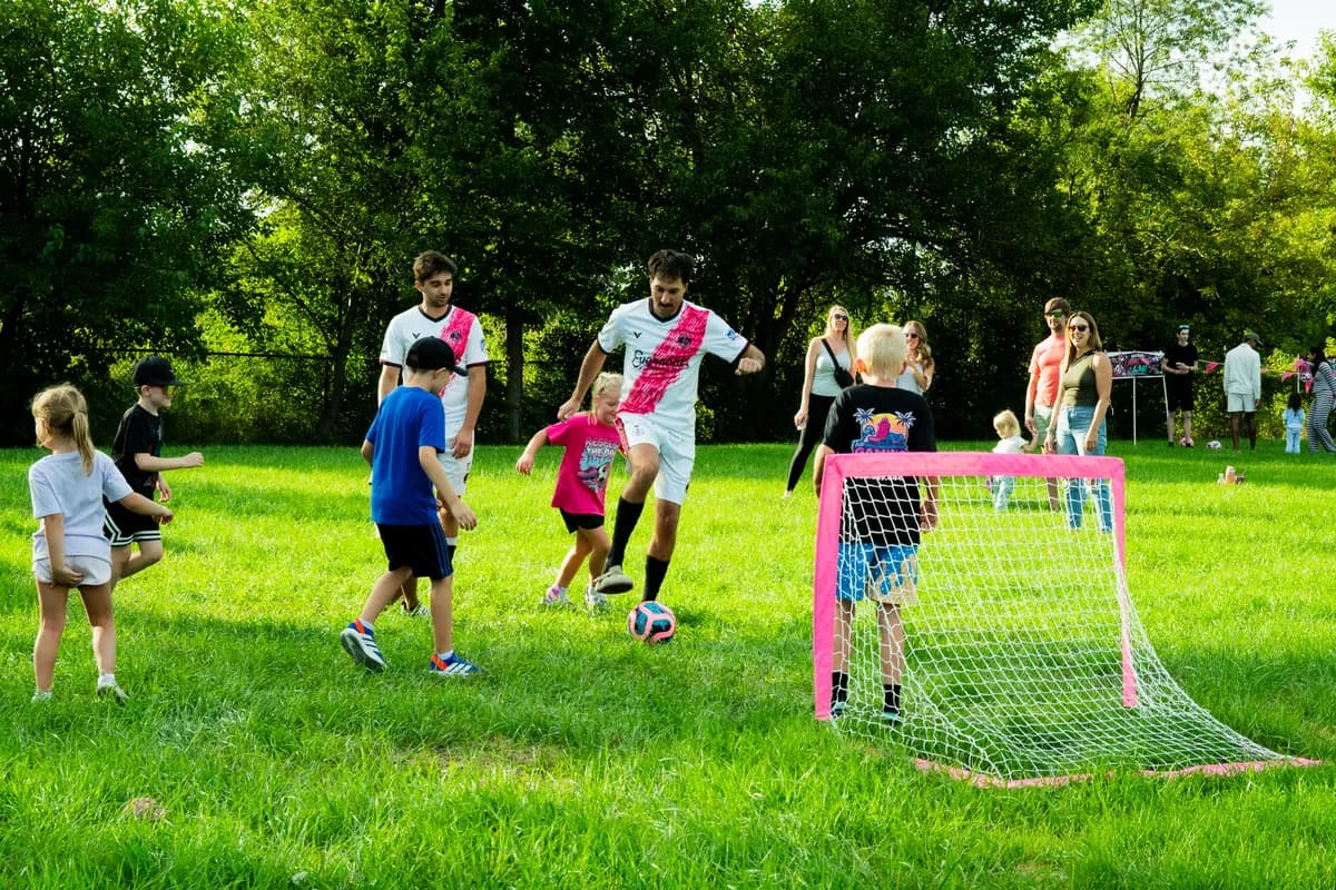 Wheaton Wanderers FC players competing during a home match